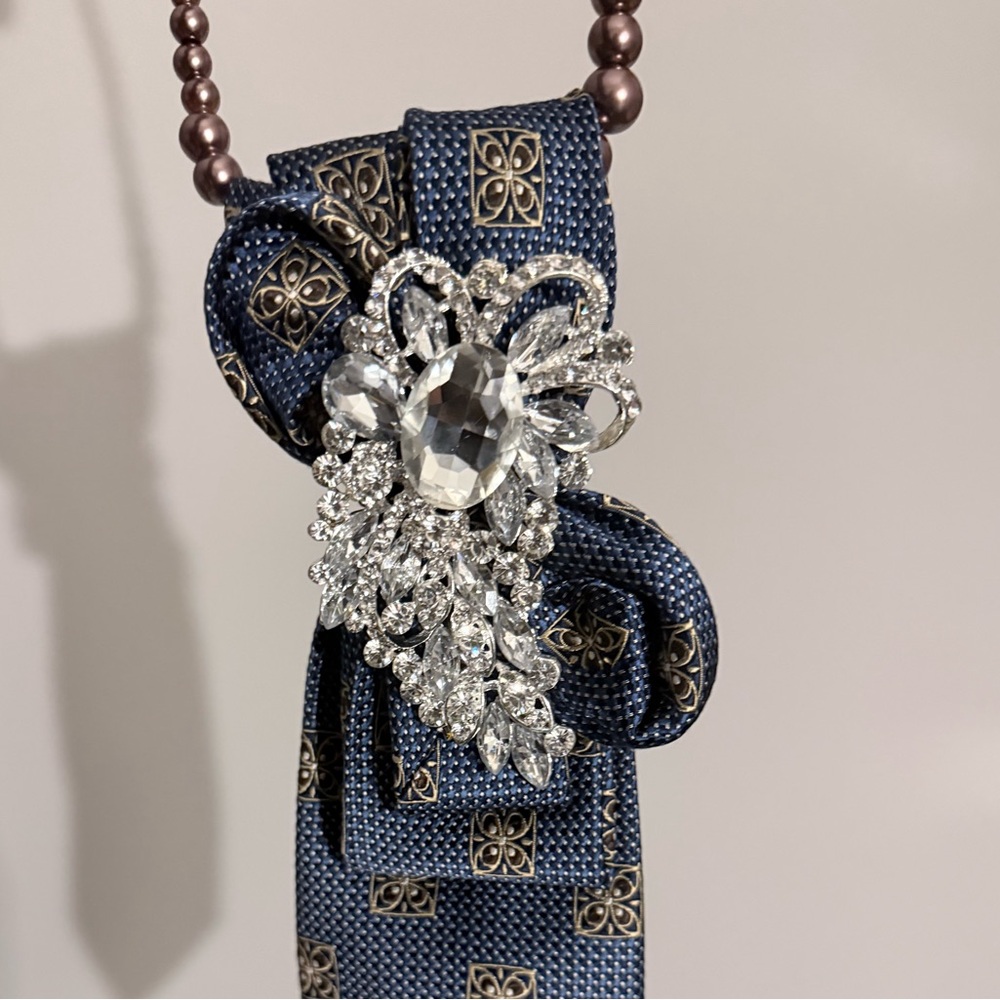Jos. A. Bank Navy Patterned Tie Necklace